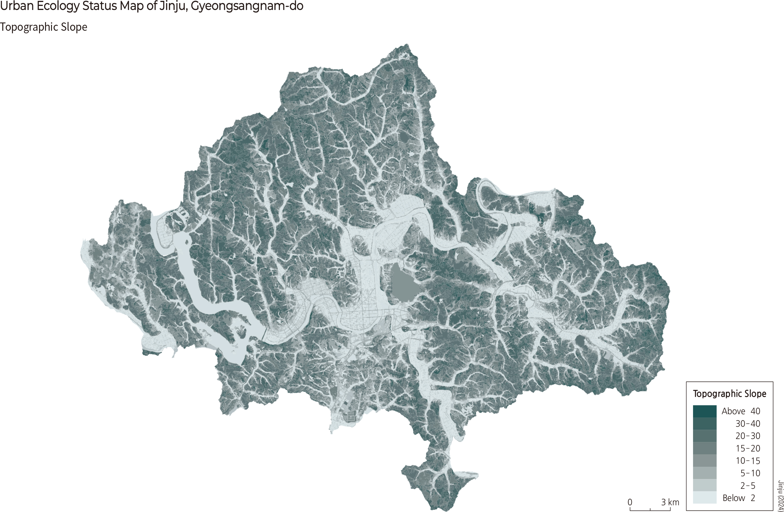 Urban Ecology Status Map of Jinju, Gyeongsangnam-do (Topographic Slope)