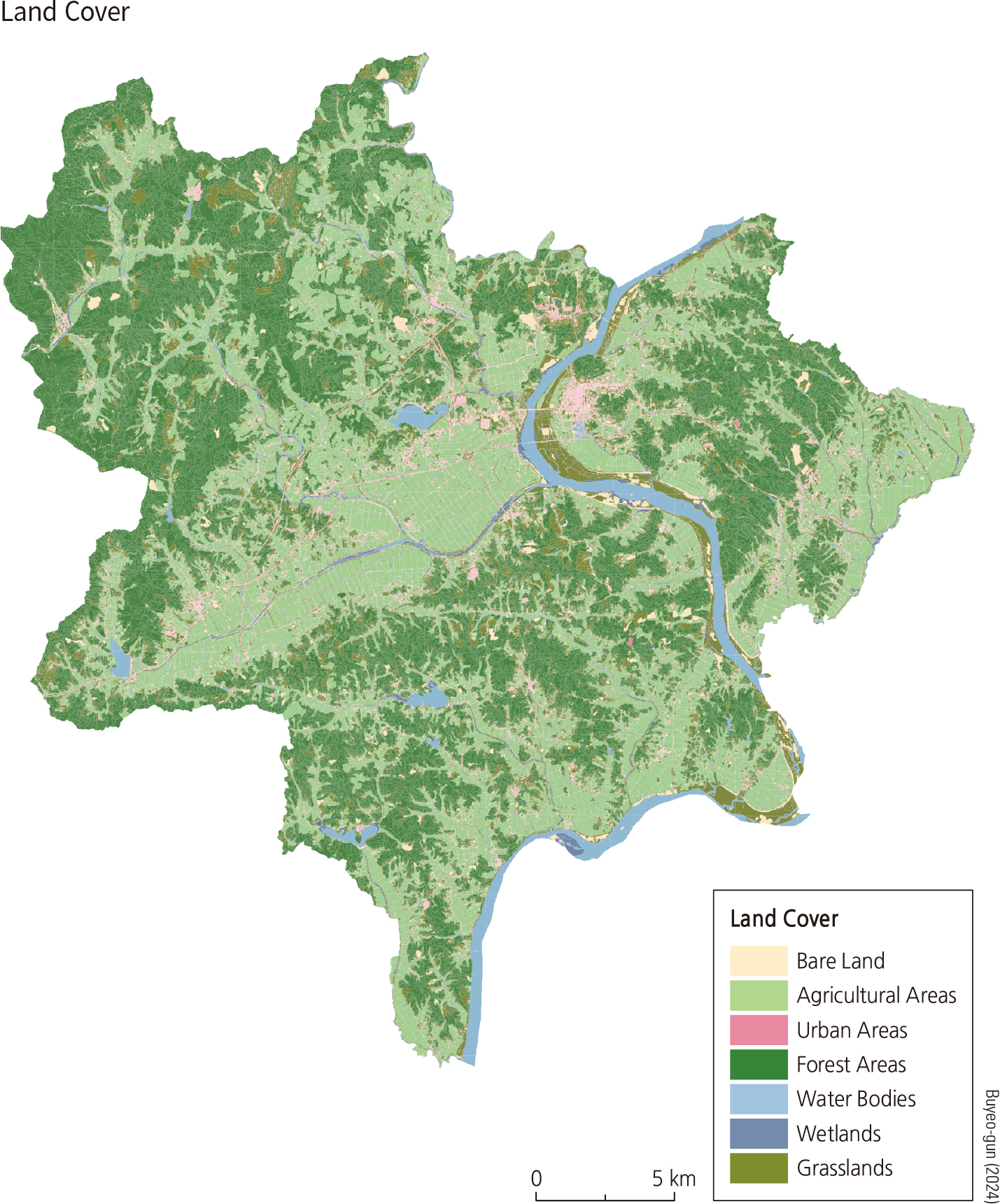 Urban Ecology Status Map of Buyeo-gun, Chungcheongnam-do (Land Cover)