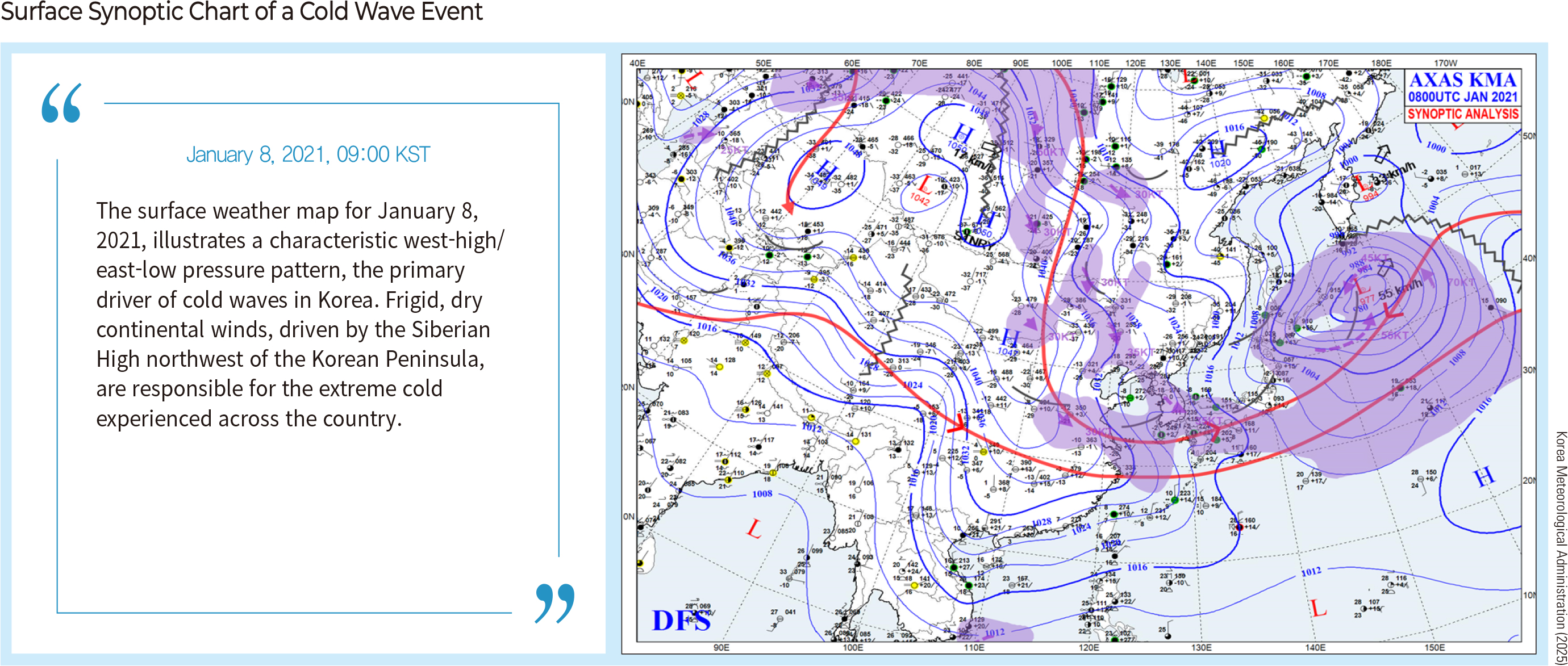 Surface Synoptic Chart of a Cold Wave Event