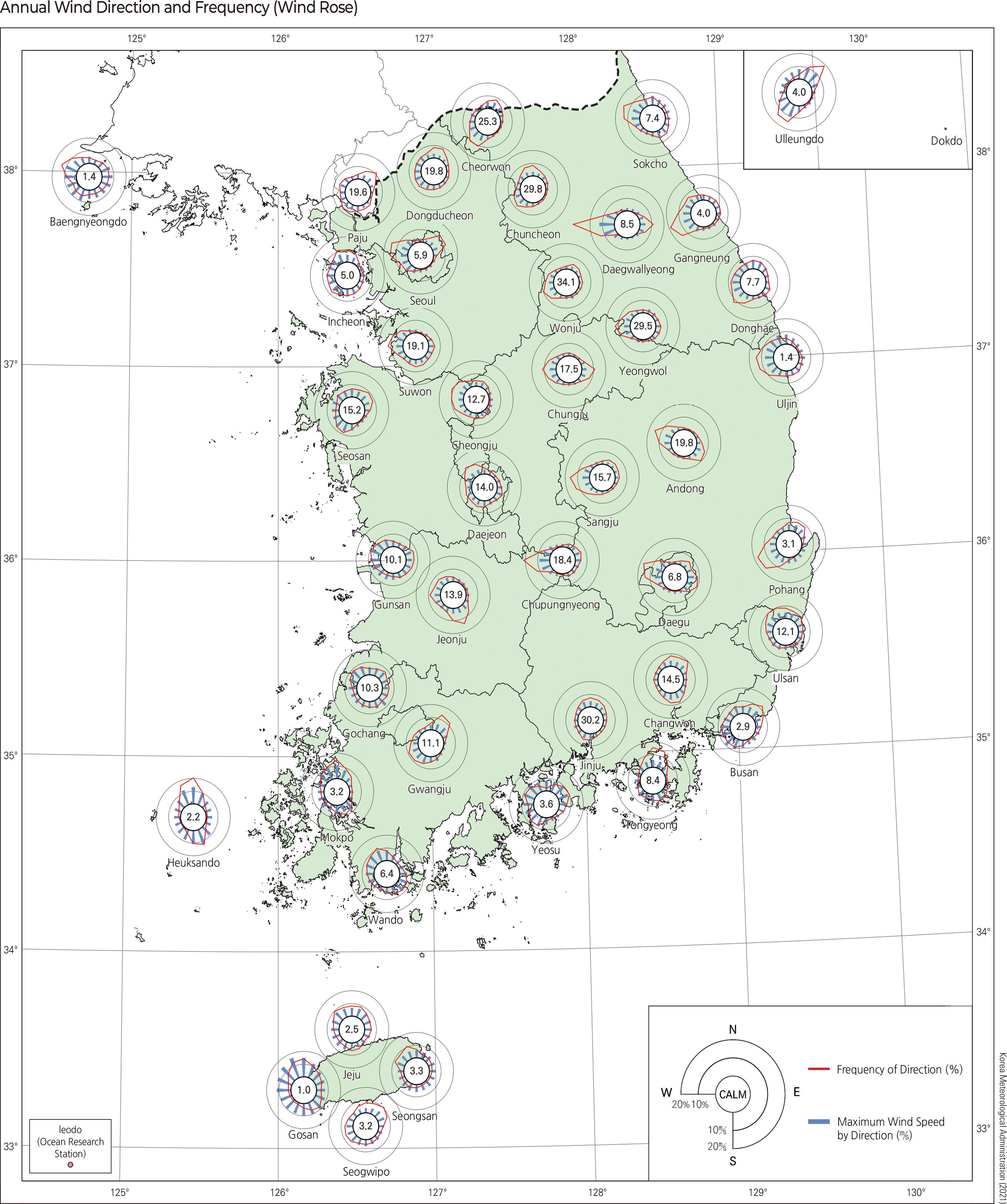 Annual Wind Direction and Frequency (Wind Rose)