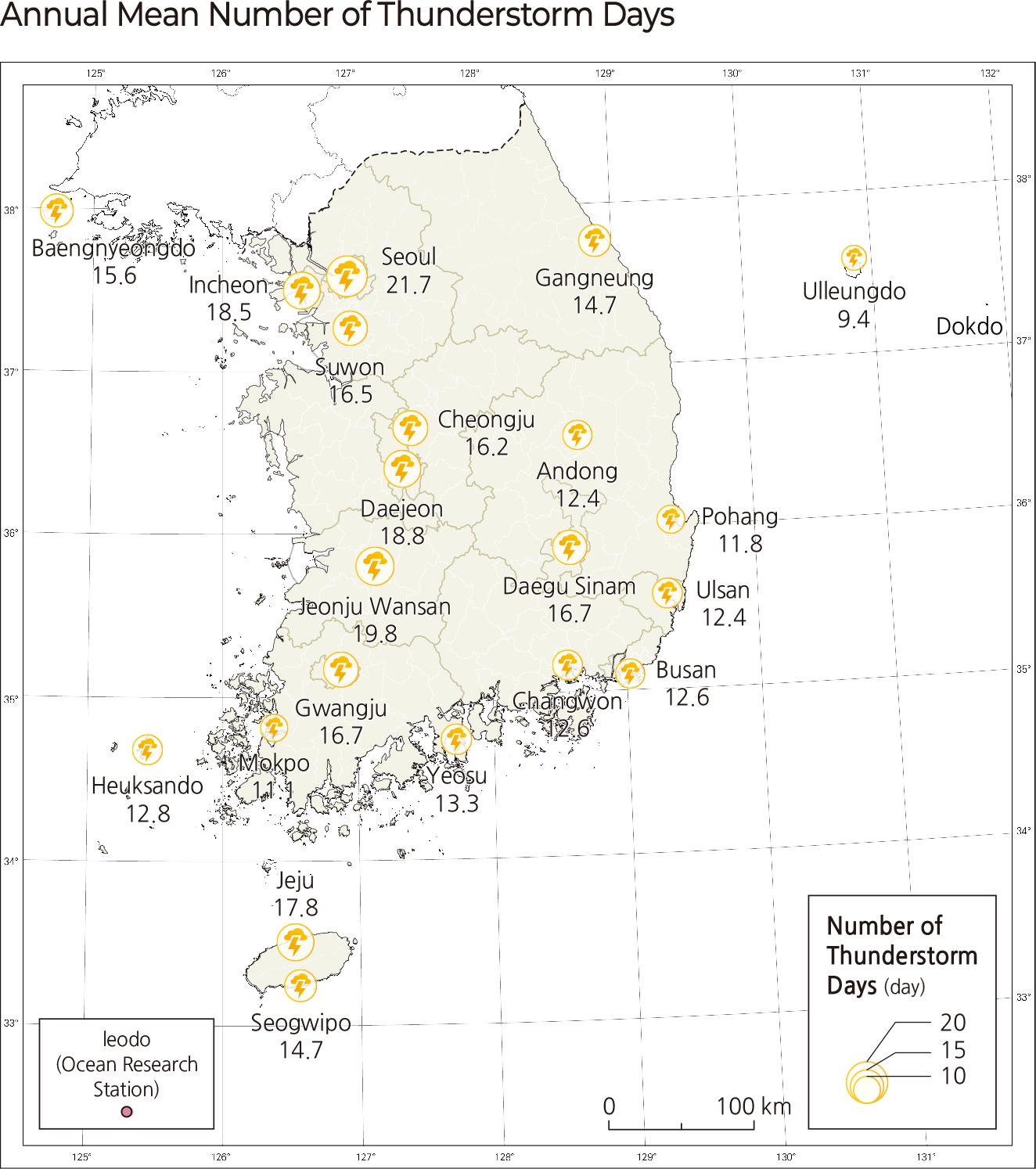 Annual Mean Number of Thunderstorm Days