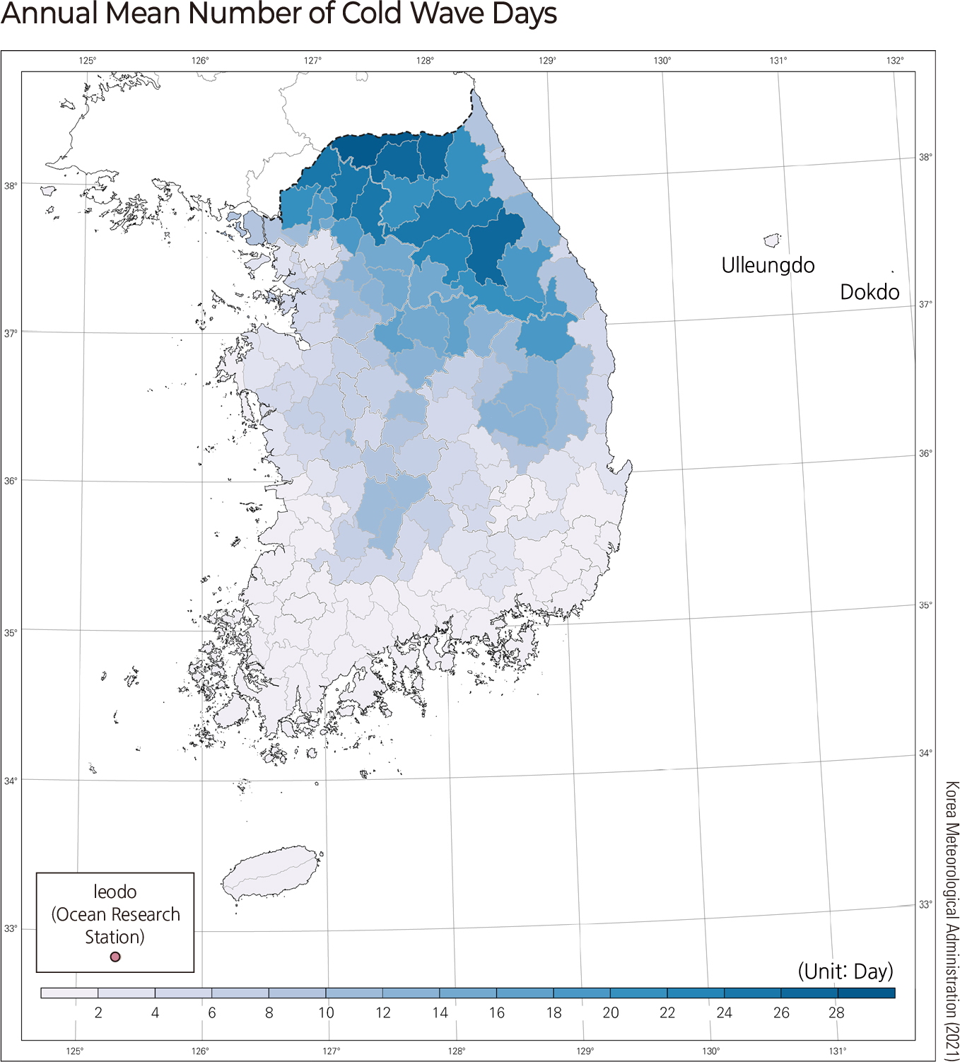 Annual Mean Number of Cold Wave Days