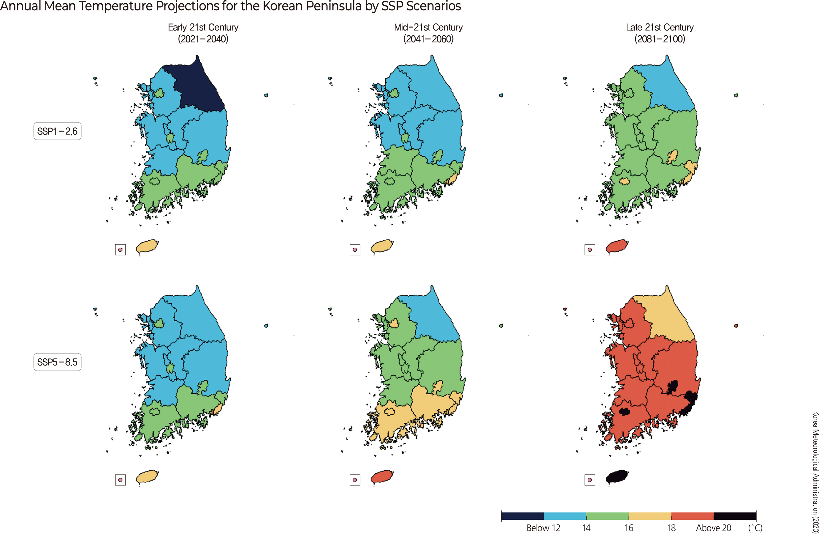 Annual Mean Temperature Projections for the Korean Peninsula by SSP Scenarios
