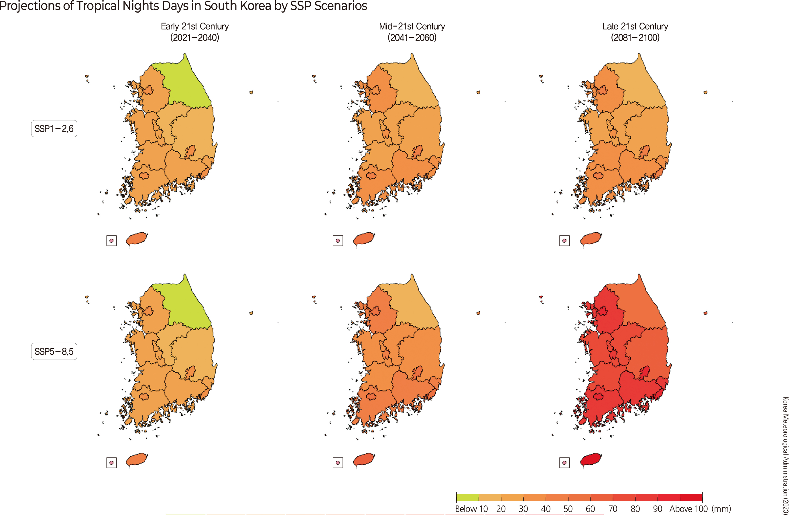 Projections of Tropical Nights Days in South Korea by SSP Scenarios