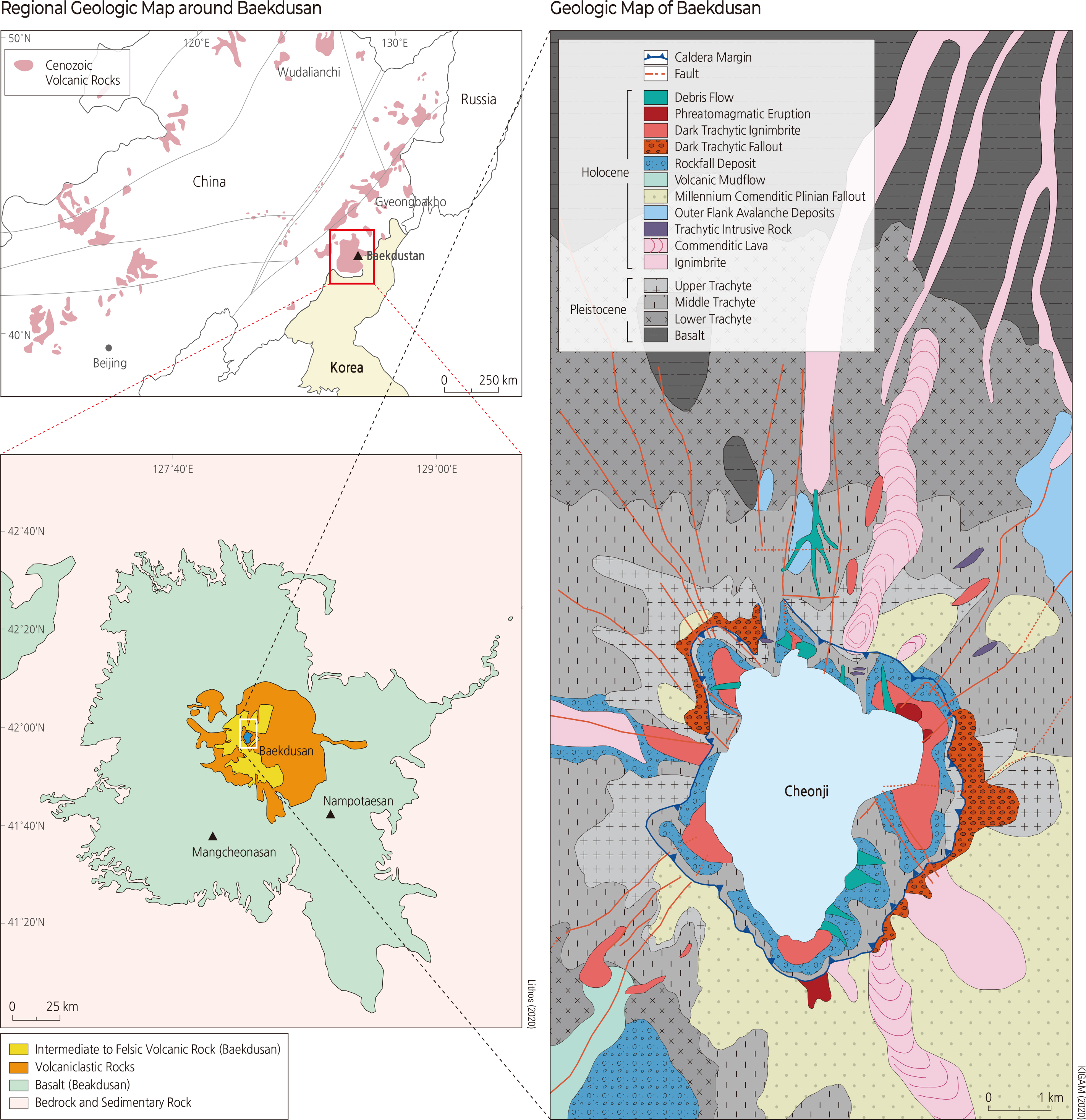 Regional Geologic Map around Baekdusan and Geologic Map of Baekdusan